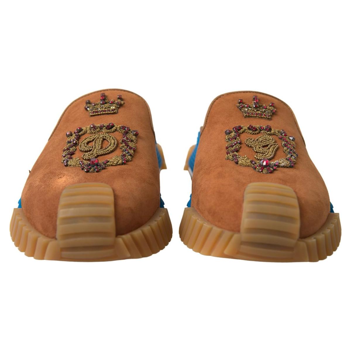 Dolce & Gabbana Brown Suede Crown Logo NS1 Slides Sandals