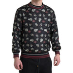 Dolce & Gabbana Black Ring Print Silk Crewneck Sweater TSH84179-54