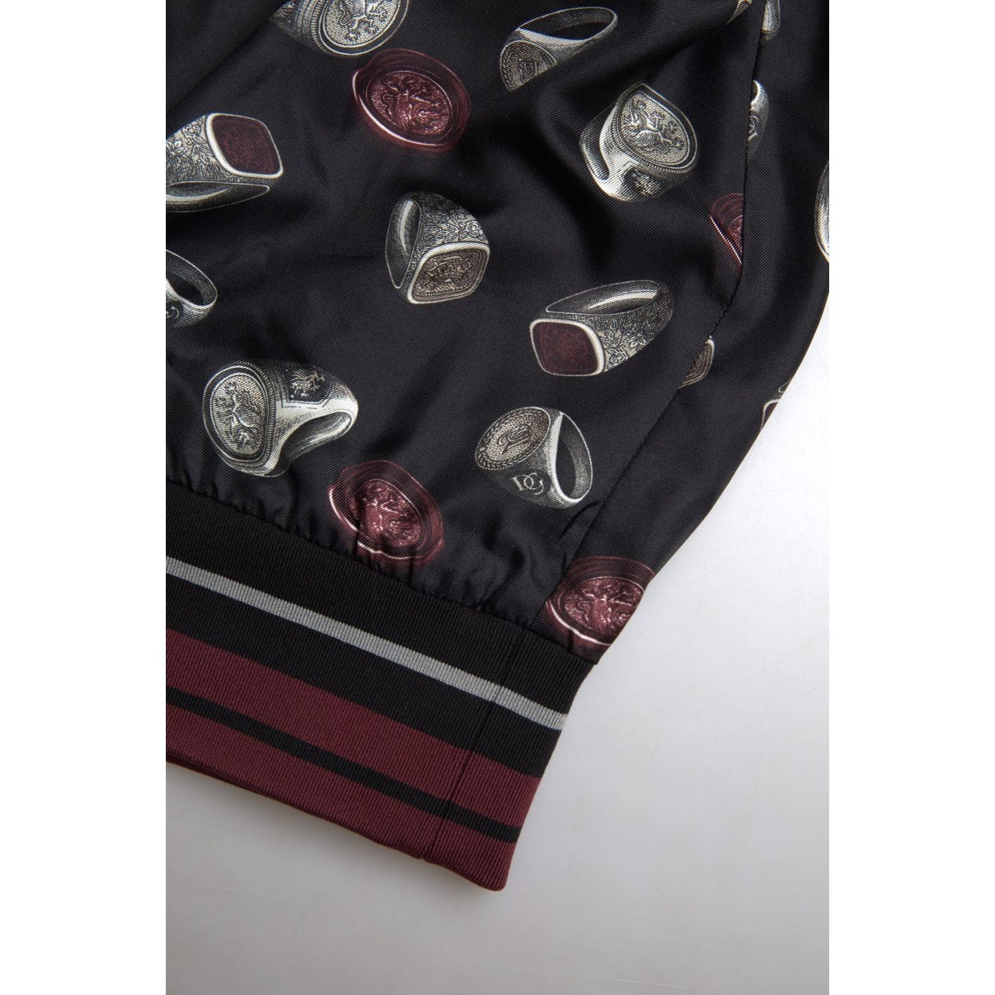 Dolce & Gabbana Black Ring Print Silk Crewneck Sweater TSH84179-54