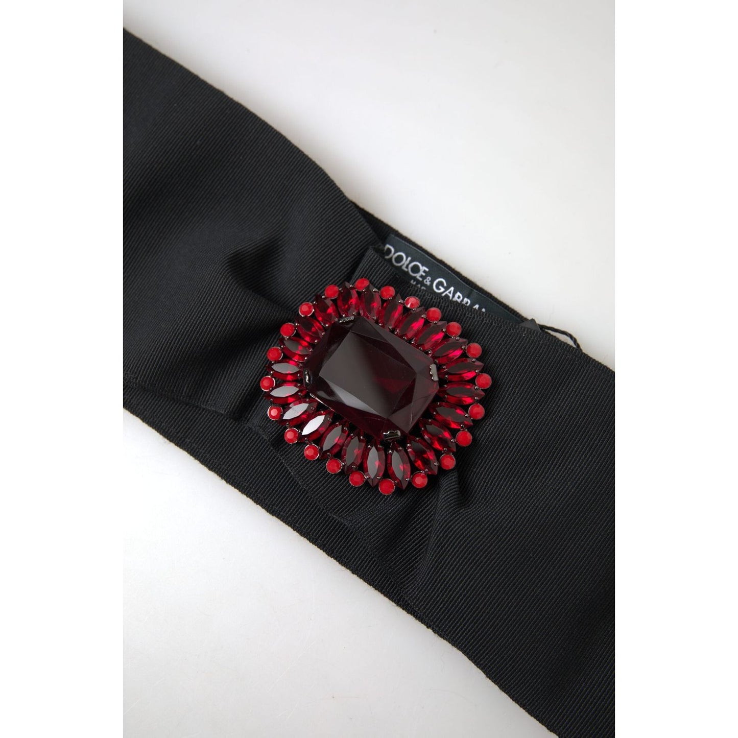 Dolce & Gabbana Black Crystal Brass Wide Waist Runway Belt