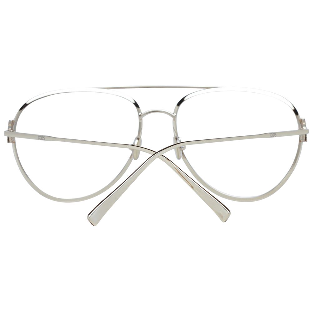 Tod's Gold Women Glasses Frame in aviator style with metal full-rim design, gold color, demo plastic lenses, size 56-16-140.