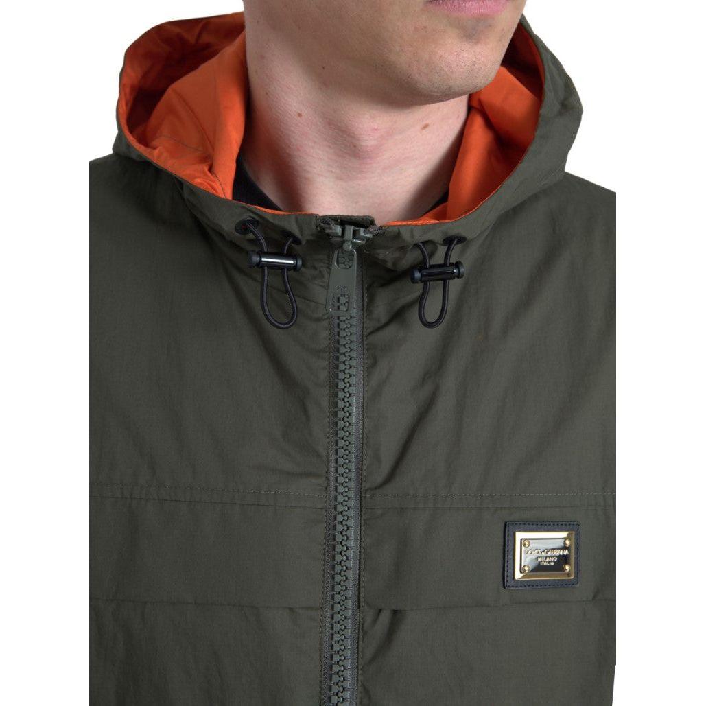 Dolce & Gabbana Green Orange Hooded Cotton Full Zip Jacket JKT3661-58