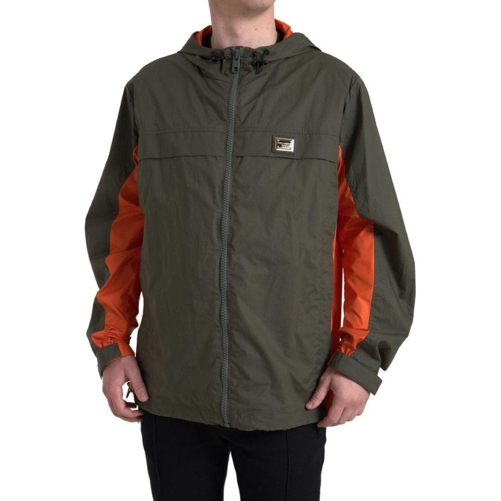 Dolce & Gabbana Green Orange Hooded Cotton Full Zip Jacket JKT3661-58