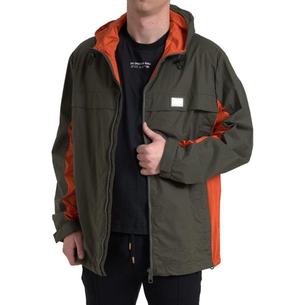 Dolce & Gabbana Green Orange Hooded Cotton Full Zip Jacket JKT3661-58
