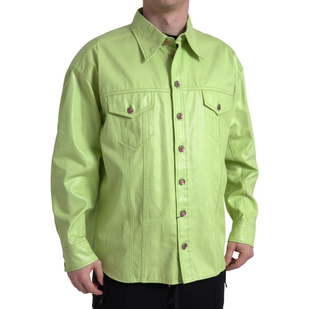 Dolce & Gabbana Green Cotton Collared Button Down Shirt TSH84181-41