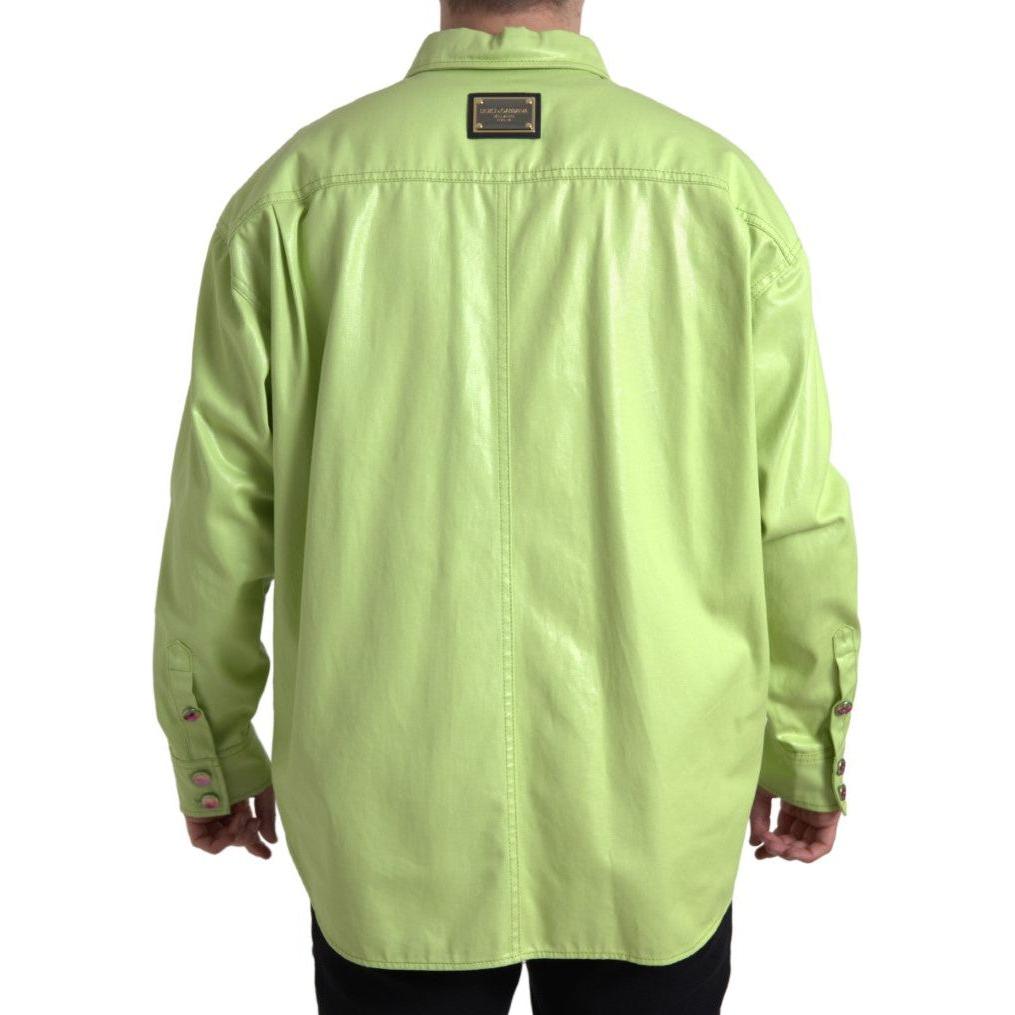 Dolce & Gabbana Green Cotton Collared Button Down Shirt TSH84181-41