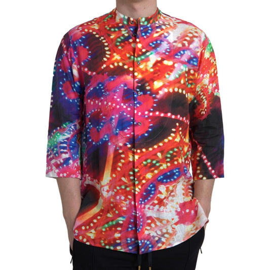 Dolce & Gabbana Multicolor Luminarie Print Linen Shirt TSH84186-37