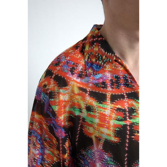 Dolce & Gabbana Multicolor Luminarie Print Men Cotton Shirt TSH84187-39
