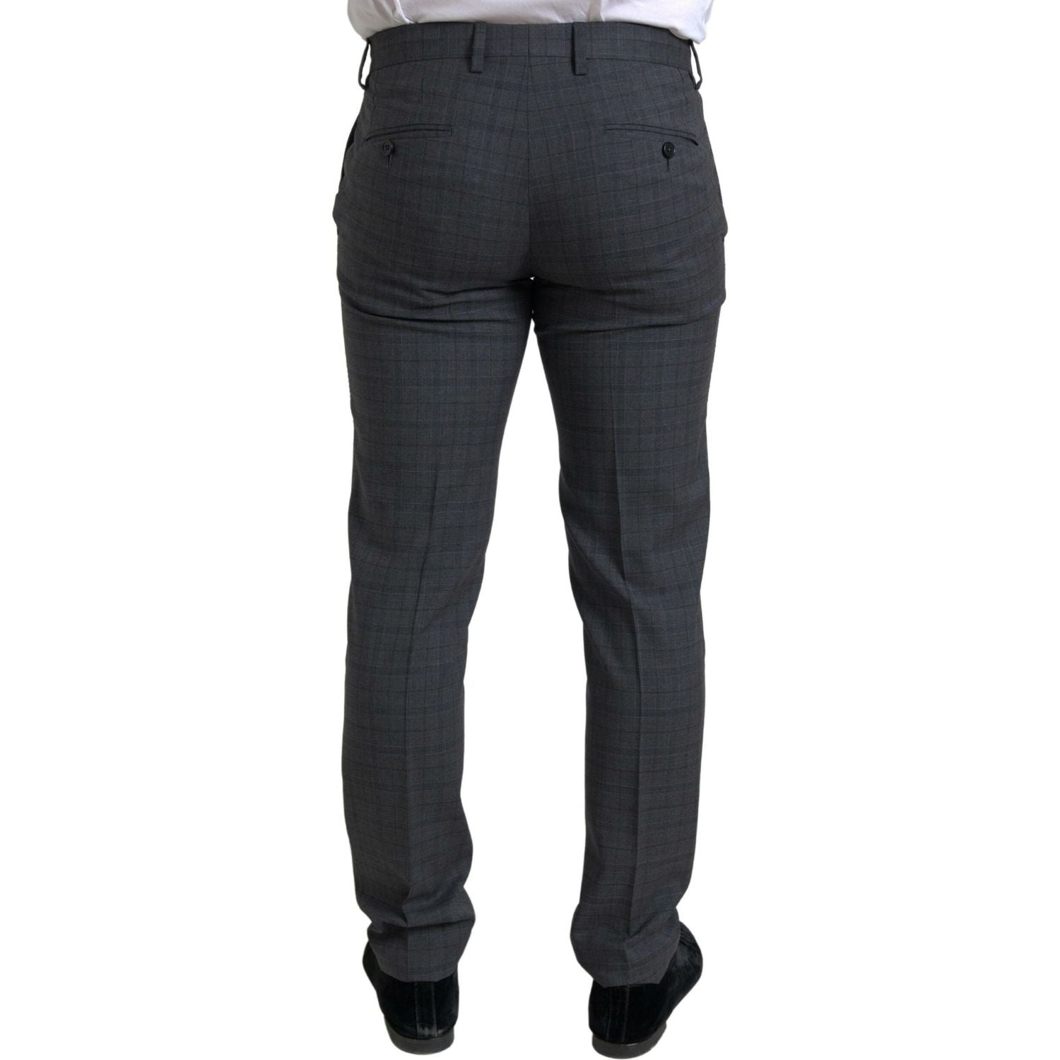 优雅灰色格纹修身西装