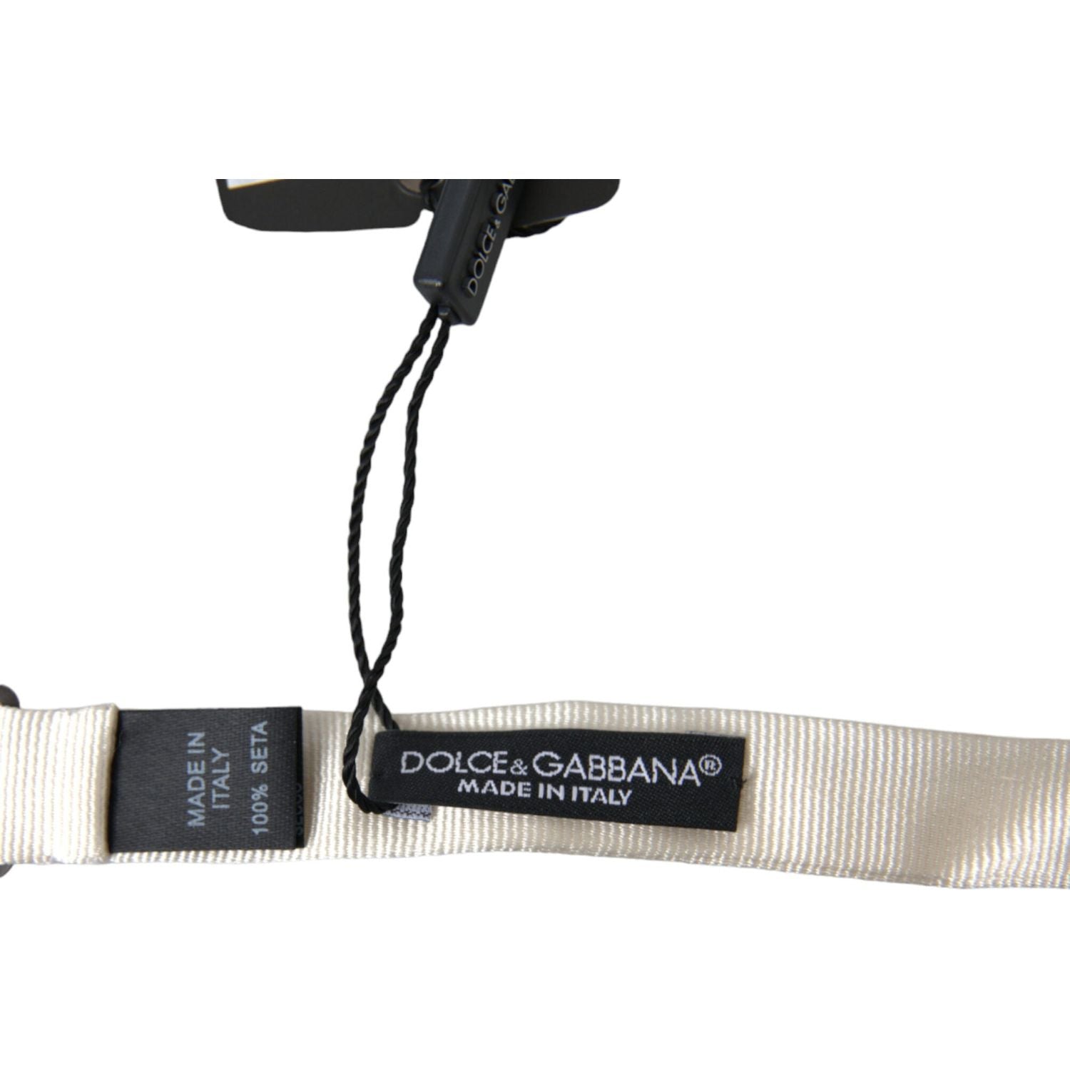 Dolce & Gabbana White Silk Slim Adjustable Neck Papillon Bow Tie