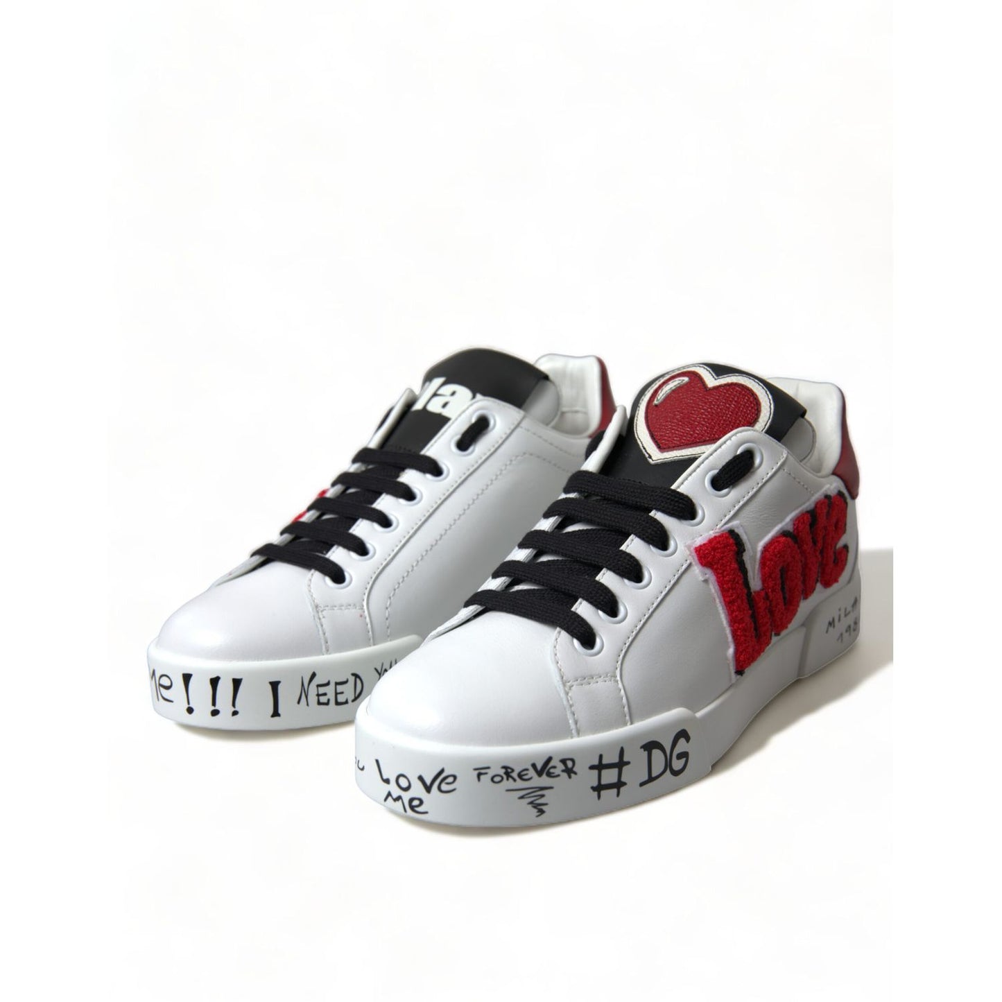 Dolce & Gabbana White Love Patch Portofino Classic Sneakers Shoes