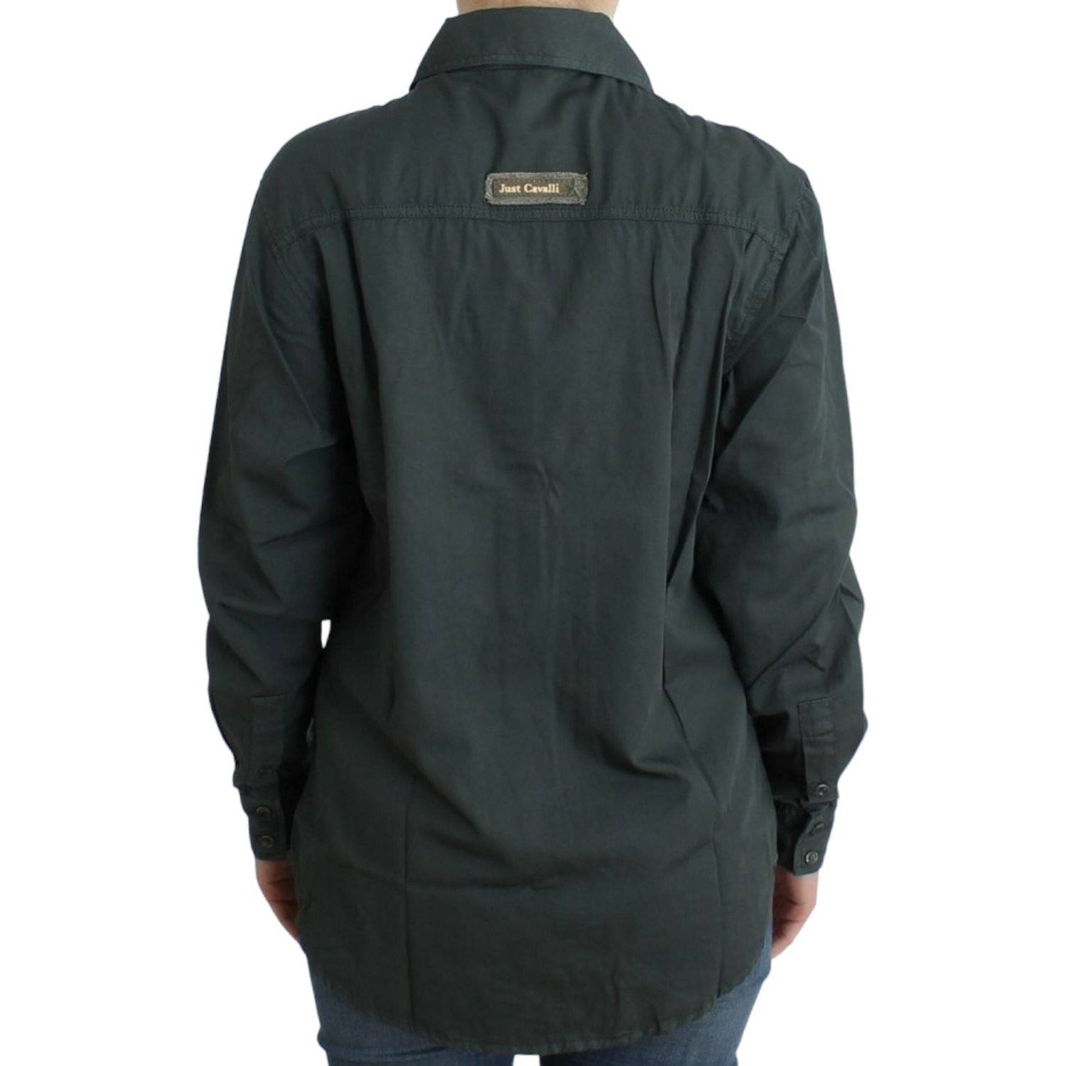 优雅灰色棉质纽扣衬衫