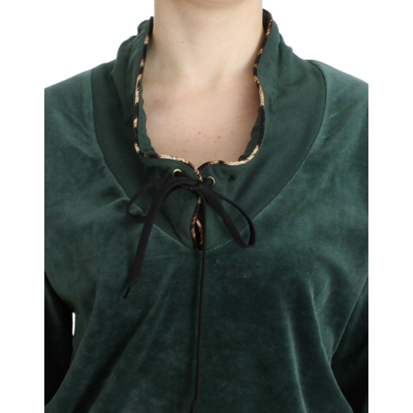 Cavalli Green velvet cotton sweater SIG11974-1