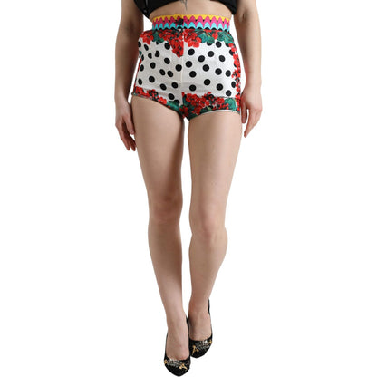 Dolce & Gabbana Multicolor Floral Polka Dot Hot Pants Shorts