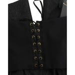 Cavalli Elegant Gray Strapless Dress with Gold Accents Cavalli Black