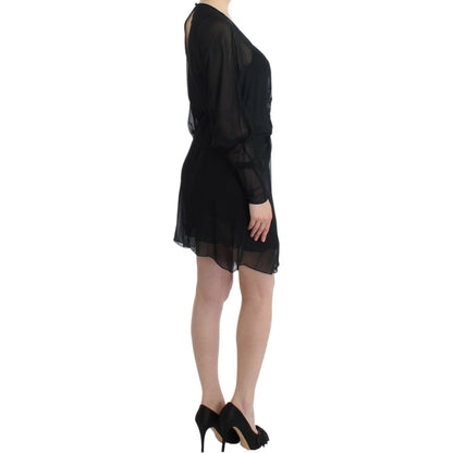 Cavalli Black long sleeve silk dress