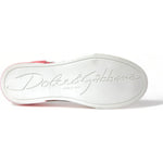 Dolce & Gabbana White Red Lace Up Womens Low Top Sneakers Shoes