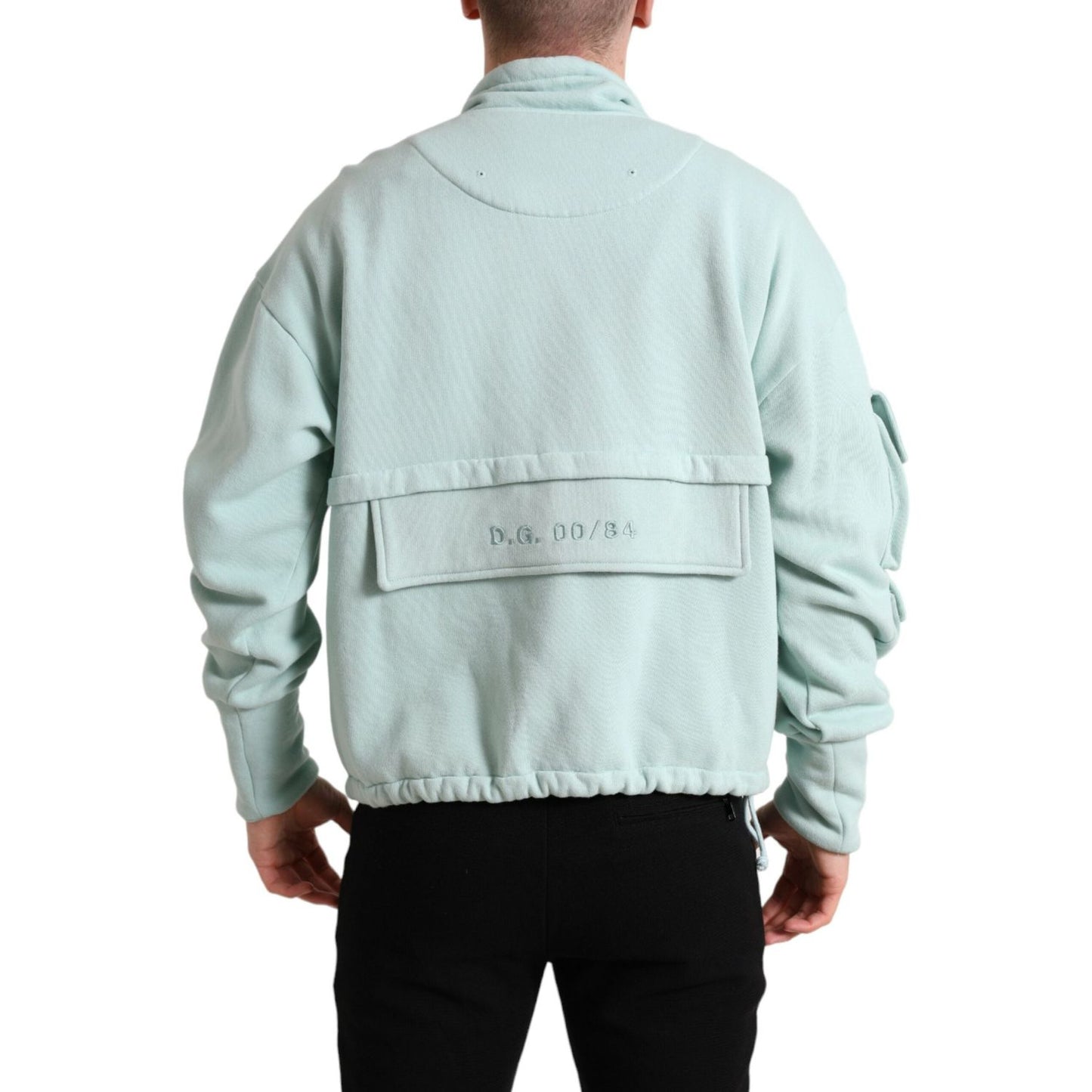 Dolce & Gabbana Mint Green Cotton Pockets Pullover Sweater TSH84734-50