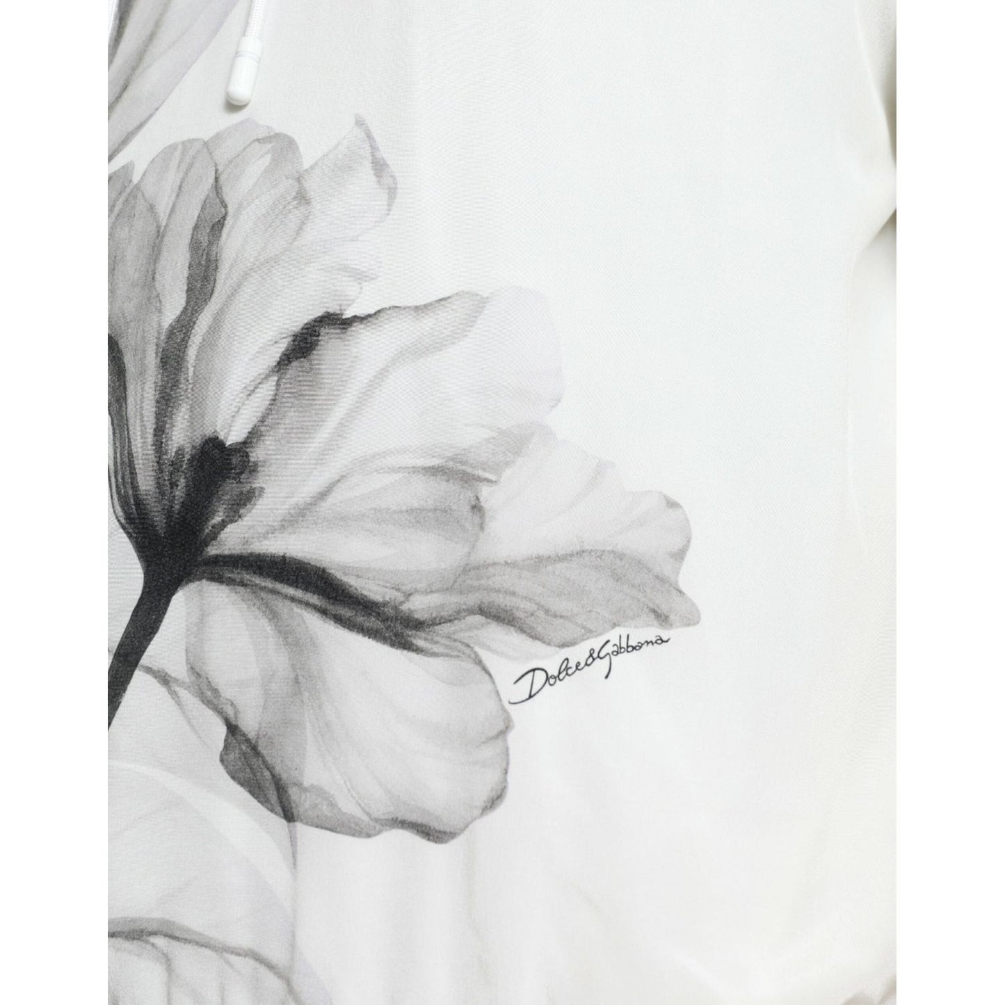 Dolce & Gabbana White Floral Print Hooded Pullover Sweater