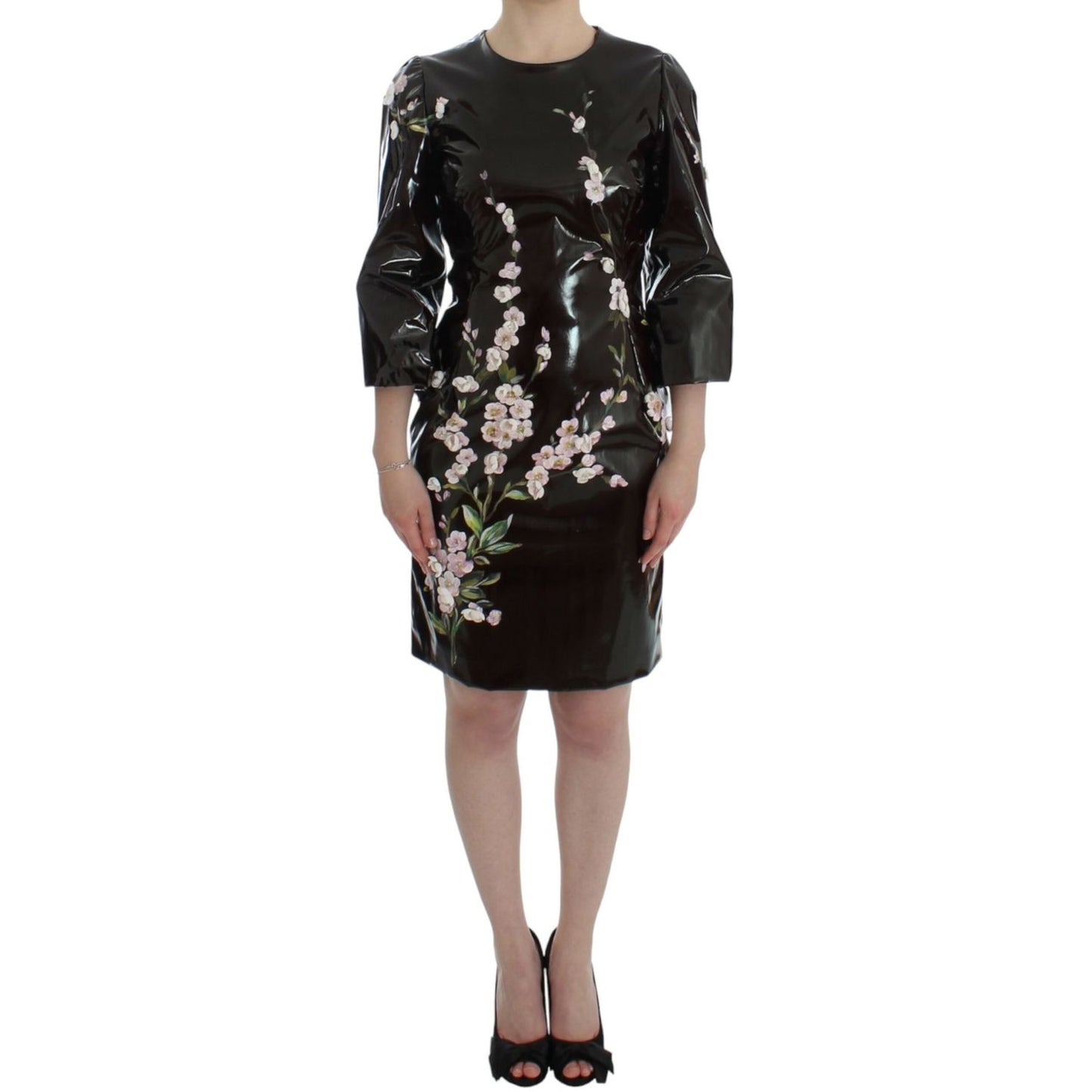 Dolce & Gabbana Black floral 3/4 Sleeve sheath dress