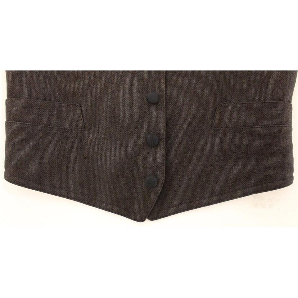 优雅棕色棉混纺连衣裙背心