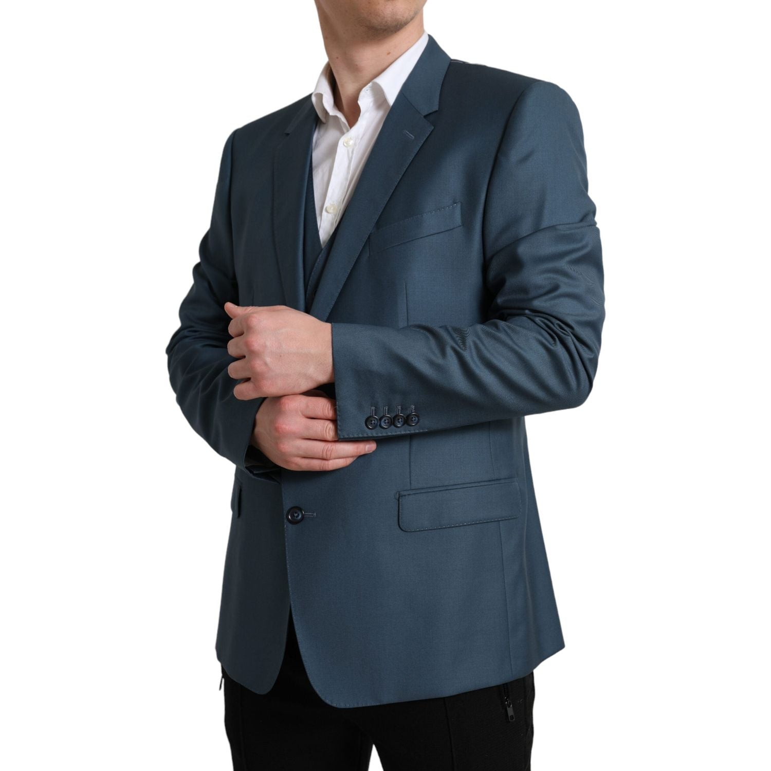 优雅绿色马提尼两件套羊毛西装