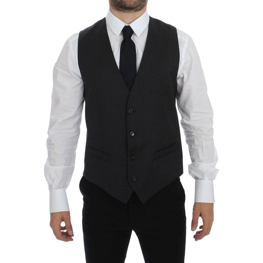 Dolce & Gabbana Gray Wool Formal Dress Vest Gilet Weste GSS12057-1