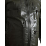 Dolce & Gabbana Green Leather Collared Biker Full Zip Jacket JKT3755-50