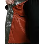 Dolce & Gabbana Green Leather Collared Biker Full Zip Jacket JKT3755-50