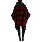 Dolce & Gabbana Black Red Buffalo Check Hooded Poncho Jacket