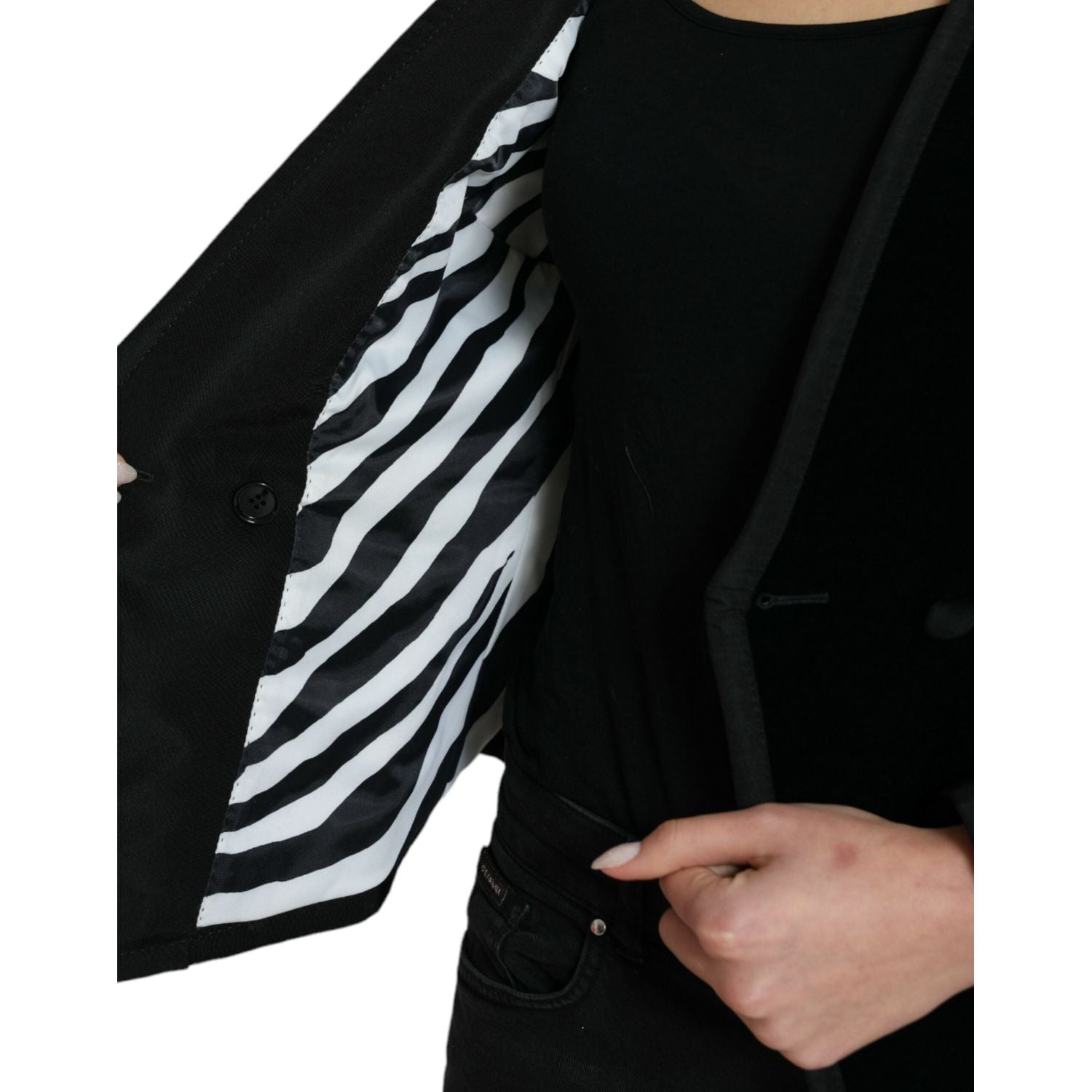 优雅双排扣棉丝西装外套