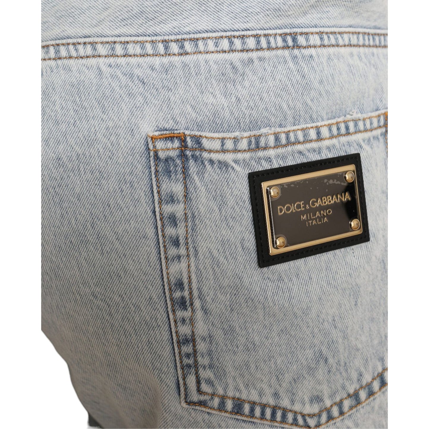 Dolce & Gabbana Multicolor Floral Print Denim Bermuda Shorts