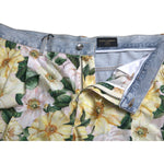 Dolce & Gabbana Multicolor Floral Print Denim Bermuda Shorts