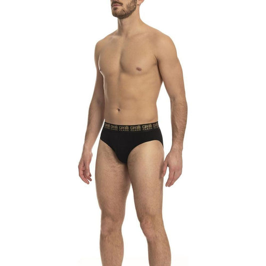 Cavalli Class Black Cotton Men's Briefs Pair