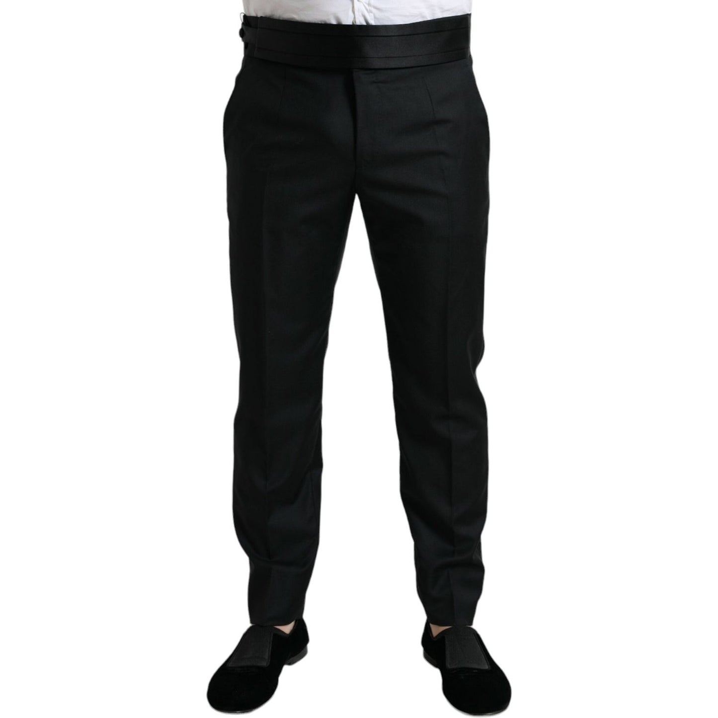 Dolce & Gabbana Black Wool Slim Fit Formal Trouser Dress Pants