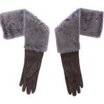 Dolce & Gabbana Gray Mink Fur Lambskin Suede Leather Gloves