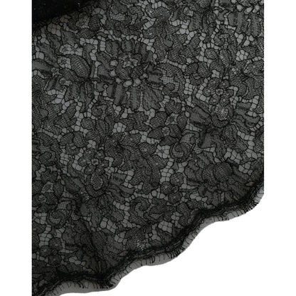 Dolce & Gabbana Black Floral Lace Sheer A-line Midi Dress