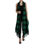 Dolce & Gabbana Black Green Buffalo Check Poncho Coat Jacket