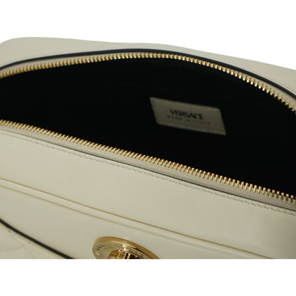Versace Elegant White Leather Camera Shoulder Bag