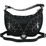 Versace Elegant Black Leather Hobo Shoulder Bag Versace Black