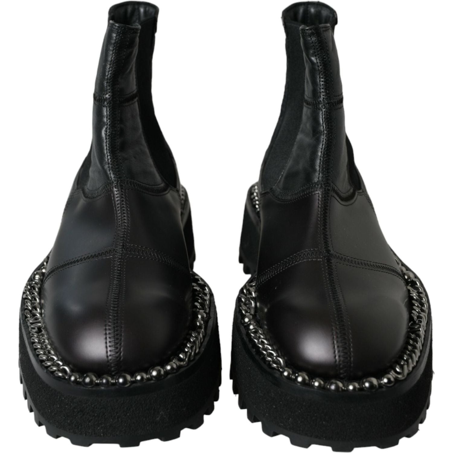 Dolce & Gabbana Black Leather Slip On Stretch Chelsea Boots Shoes