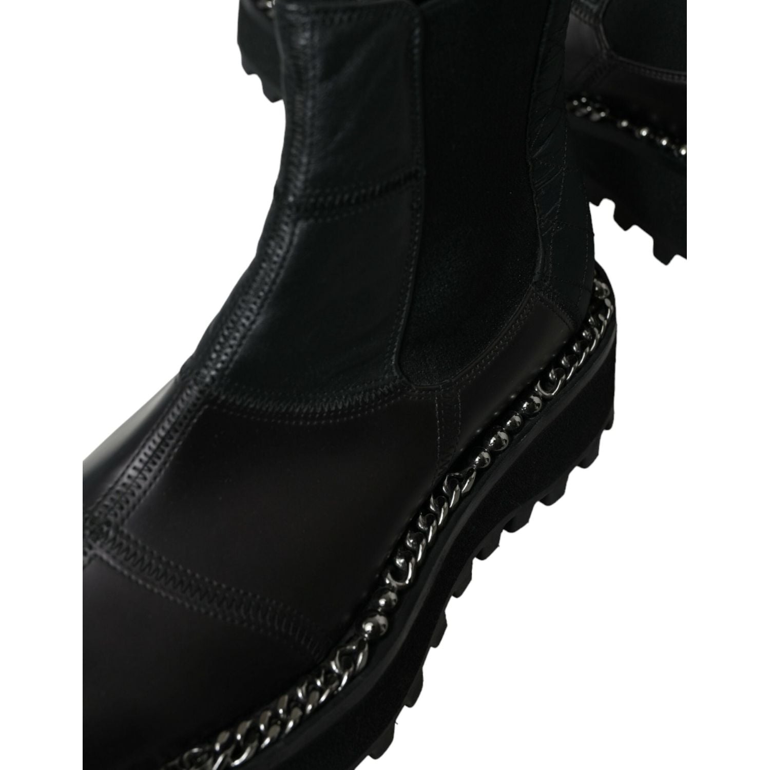 Dolce & Gabbana Black Leather Slip On Stretch Chelsea Boots Shoes