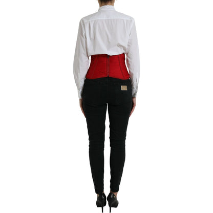 Dolce & Gabbana Red Silk Belt Waist Lace Up Strap Corset