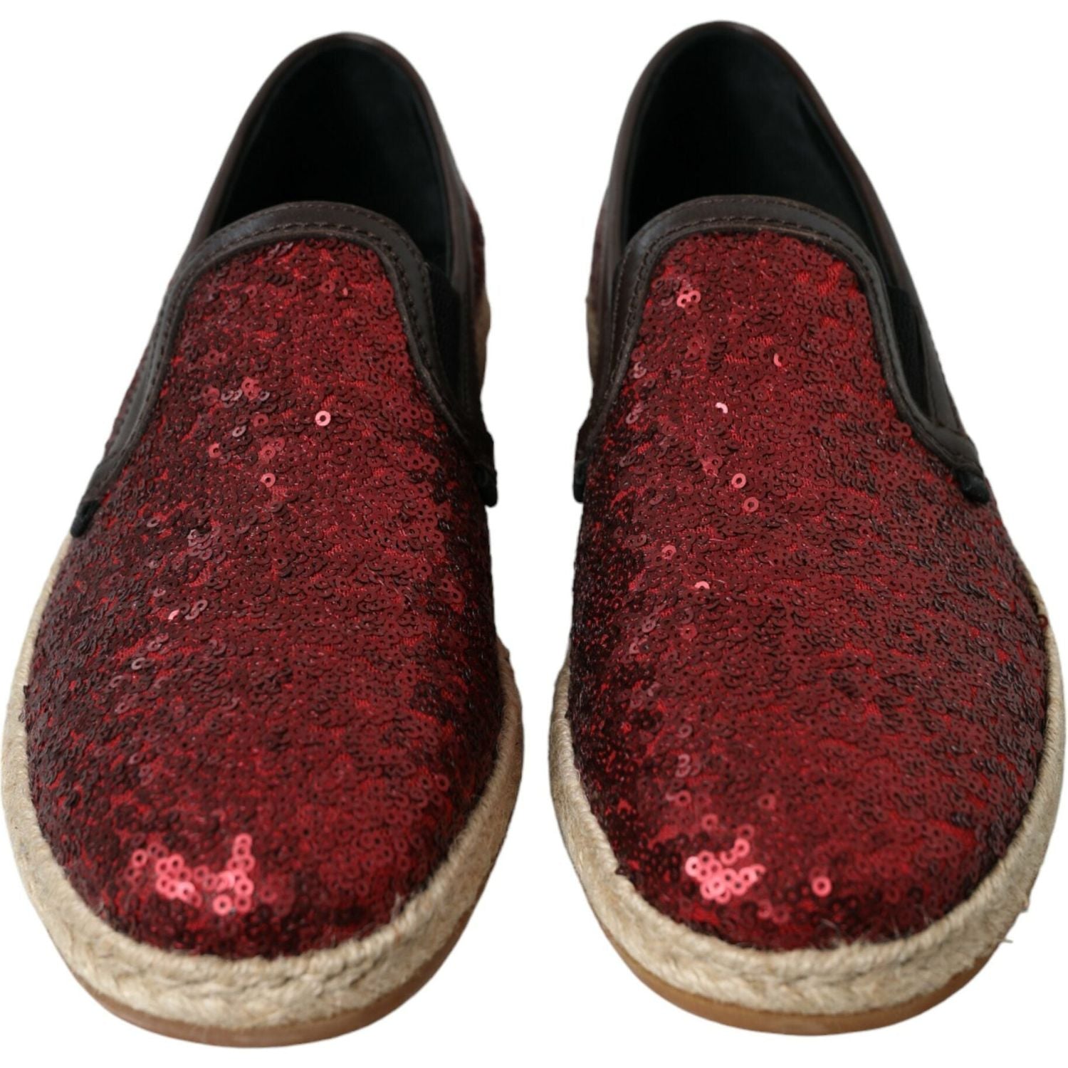 Dolce & Gabbana Red Sequined Loafers Slippers Men Shoes