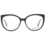 Max Mara Black Women Glasses Frame, full-rim plastic cat eye design with demo lenses, temples length 140mm, includes branded case.