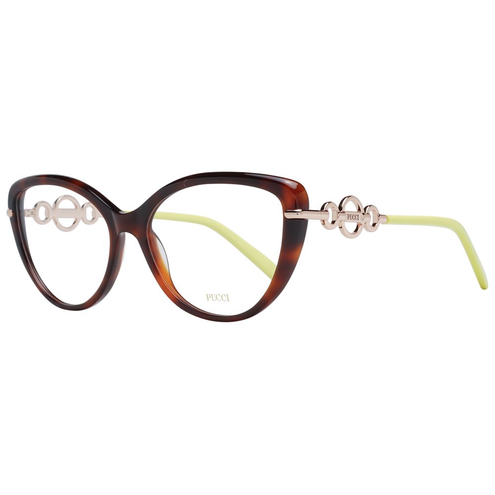 Emilio Pucci Brown Women Glasses Frame, Cat Eye, Full-Rim, Plastic, Size 56-16-140 with branded case.