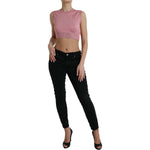 Dolce & Gabbana Pink Crew Neck Cropped Sleeveless Tank Top