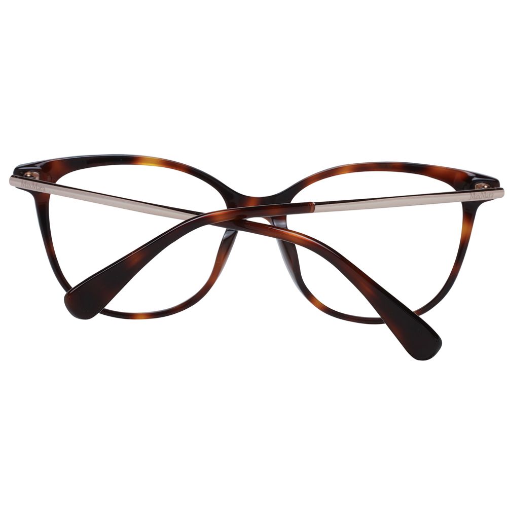 Max Mara Brown Women Glasses Frame with full-rim butterfly style, plastic material, and branded case included.