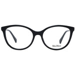 Max Mara Black Women Glasses Frame, full-rim black plastic with butterfly style and branded case included.