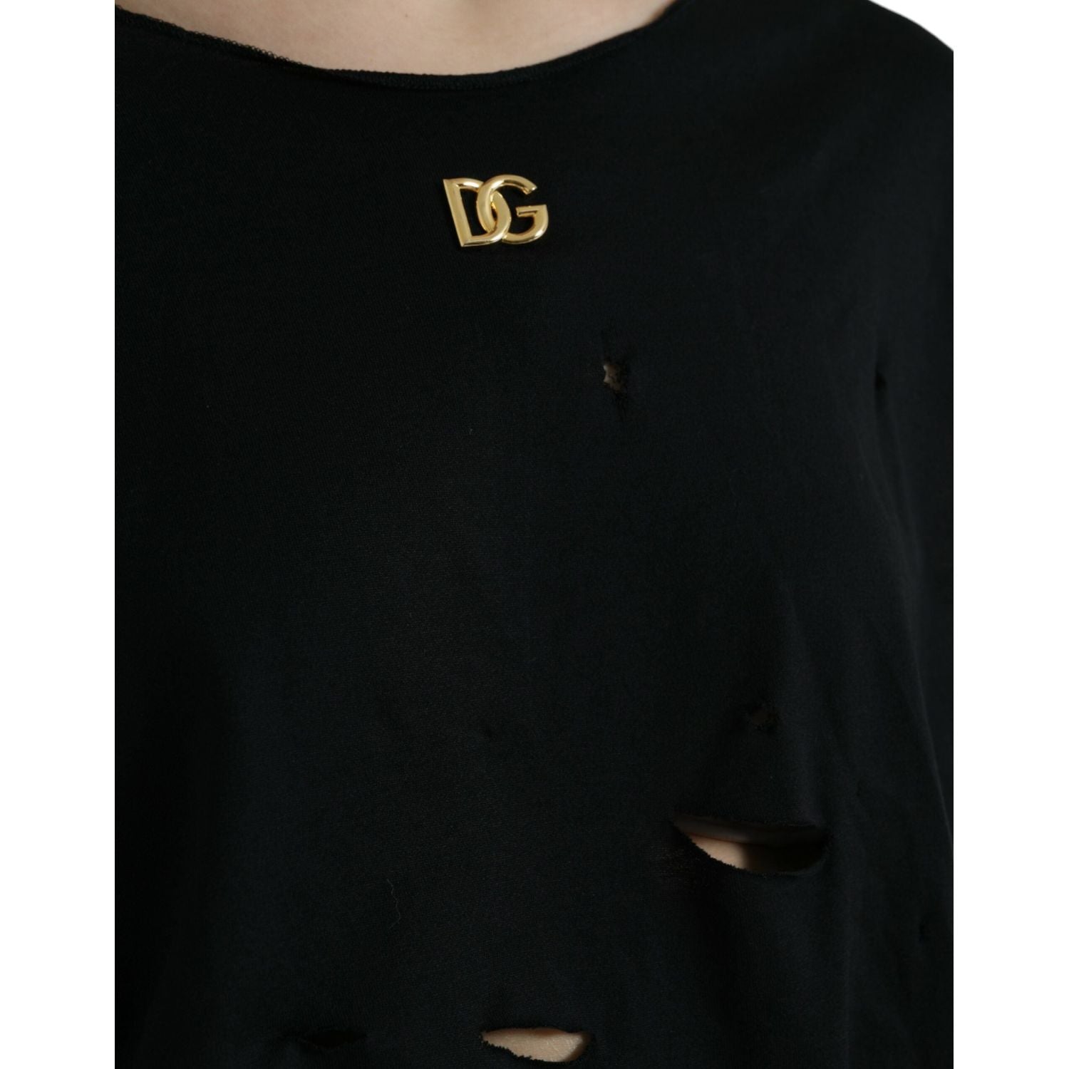 بلوزة دولتشي آند غابانا الأنيقة ذات الرقبة المستديرة باللون الأسود